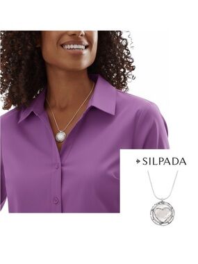 Silpada MSRP $175 Mother of Pearl Heart 20” Necklace .925 Silver NWT